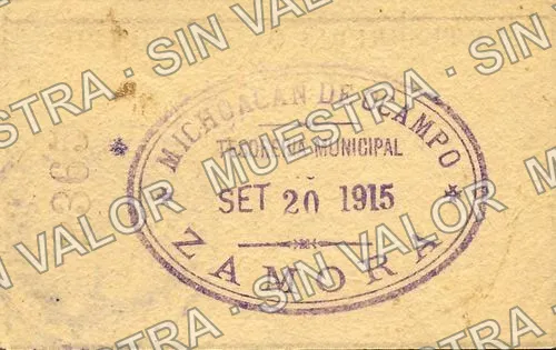 20 centavos, Tesorería del Municipio large '20' (M2945), reverso