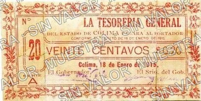 20 centavos, Tesorería General del Estado (M1206), M1206 20c Tesorería General del Estado, anverso