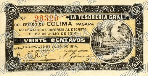 20 centavos, Tesorería Gral. del Estado (M1201), anverso