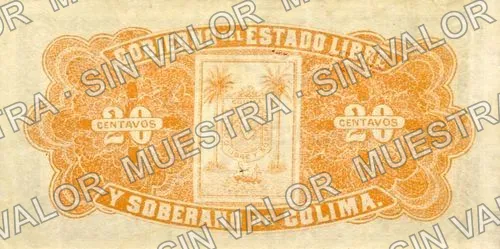 20 centavos, Tesorería Gral. del Estado (M1201), reverso