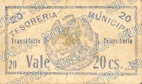 20 centavos, Tesorería Municipal (M1079), M1079 20c Tesorería Municipal, reverso