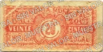 20 centavos, Tesorería Municipal (M802), reverso