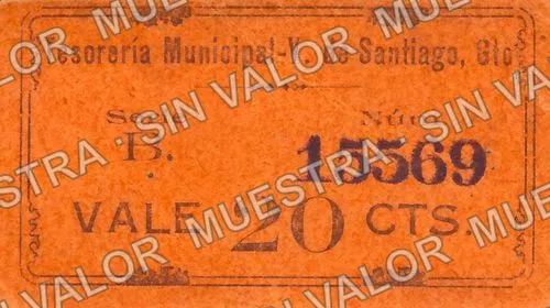 20 centavos, Valle de Santiago (M1744), M1744a 20c Valle de Santiago, anverso