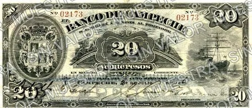 20 pesos, Banco de Campeche (M61), anverso