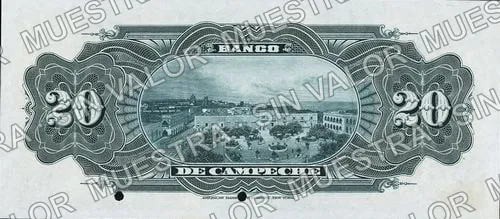 20 pesos, Banco de Campeche (M61), reverso