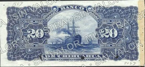 20 pesos, Banco de Chihuahua (M78), M78s $20 Banco de Chihuahua specimen, reverso
