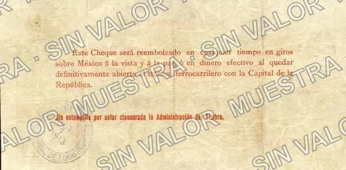 20 pesos, Banco de Coahuila (M1059), reverso