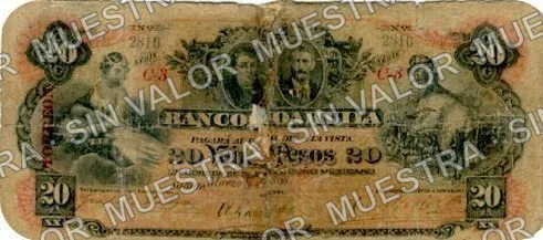 20 pesos, Banco de Coahuila (M169), anverso (M169d $20 overprinted 'TORREON')