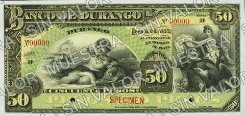 20 pesos, Banco de Durango (M335), anverso