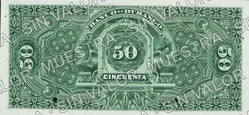 20 pesos, Banco de Durango (M335), reverso