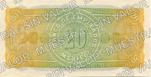 20 pesos, Banco de Empleados (M209), reverso