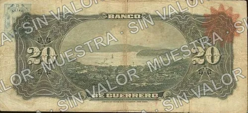20 pesos, Banco de Guerrero (M363), M363a $20 Banco de Guerrero, reverso