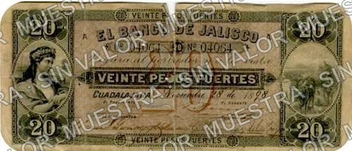 20 pesos, Banco de Jalisco (M380), anverso
