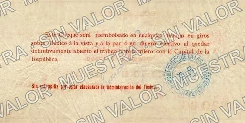 20 pesos, Banco de la Laguna (M1007), reverso