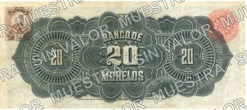20 pesos, Banco de Morelos (M419), reverso