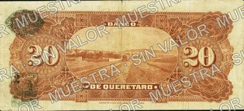 20 pesos, Banco de Querétaro (M475), reverso