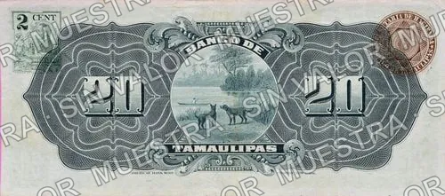 20 pesos, Banco de Tamaulipas (M522), reverso