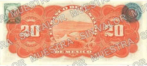 20 pesos, Banco del Estado de México (M398), reverso