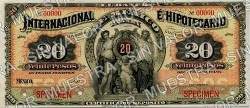 20 pesos, Banco Internacional é Hipotecario de México (M227), anverso