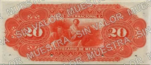 20 pesos, Banco Internacional é Hipotecario de México (M227), reverso