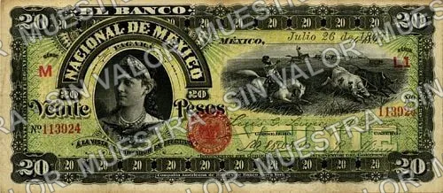 20 pesos, Banco Nacional de México (M300), anverso