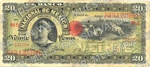 20 pesos, Banco Nacional de México (M300), M300bc $20, anverso