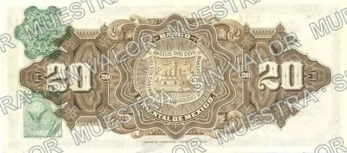 20 pesos, Banco Oriental de México (M462), reverso