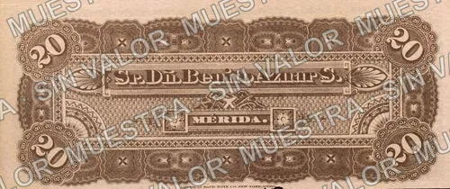 20 pesos, Benito Aznar (M781), reverso