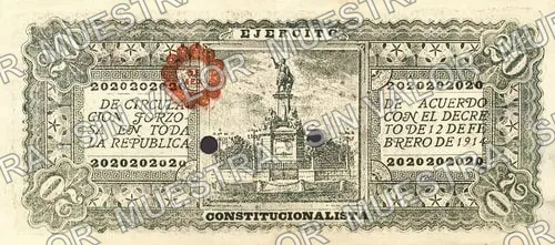 20 pesos, Brigada Caballero (M3897), reverso