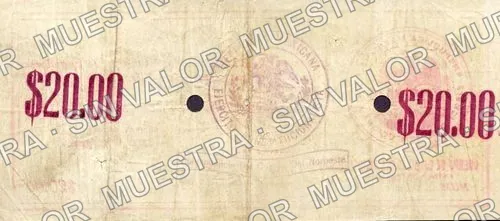 20 pesos, Cuerpo de Ejército del Noroeste (M3715), reverso