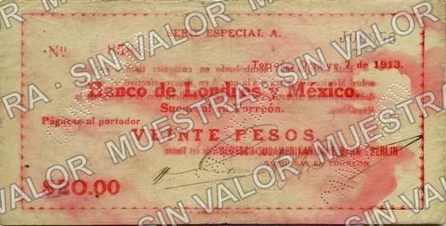 20 pesos, Deutsch-Südamerikanische Bank (M1041), M1041b $20 Deutsch-Südamerikanische Bank, anverso
