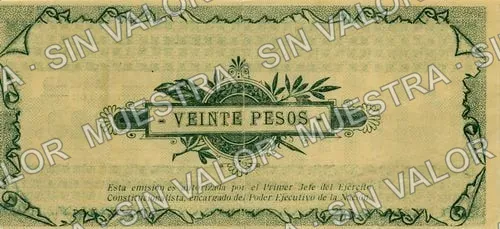 20 pesos, Estado de Coahuila (M1074), reverso