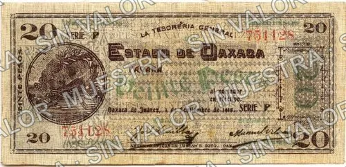 20 pesos, Estado de Oaxaca (M3375), anverso