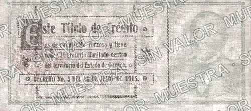 20 pesos, Estado de Oaxaca (M3375), reverso (M3375d $20 Estado de Oaxaca)