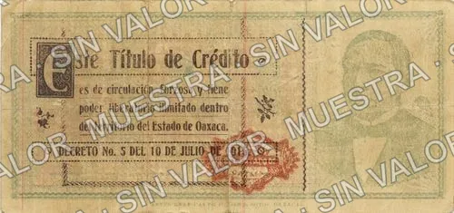 20 pesos, Estado de Oaxaca (M3375), reverso (M3375d $20 Estado de Oaxaca)