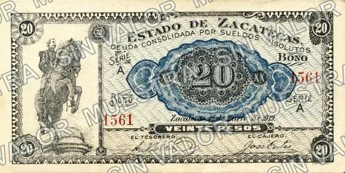 20 pesos, Estado de Zacatecas (M4517), anverso