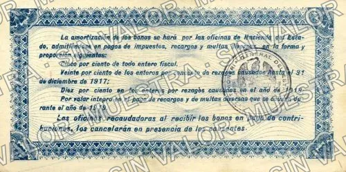 20 pesos, Estado de Zacatecas (M4517), reverso