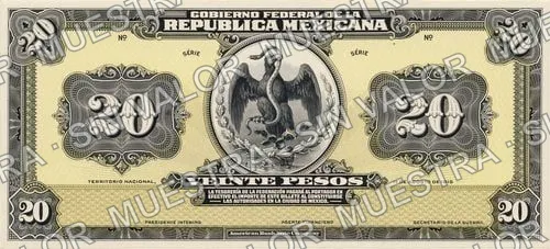 20 pesos, Gobierno Federal (M1271), M1271a $20 Gobierno Federal, anverso
