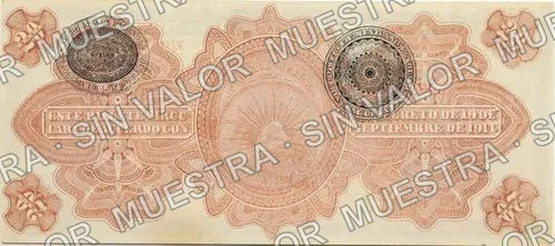 20 pesos, Gobierno Provisional de México 'REVALIDADO' (M1242), M1242a $20 Gobierno Provisional de México 'REVALIDADO', reverso