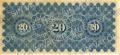 20 pesos, M. Dondé y Cía (M777), M777 $20 M. Dondé y Cía., reverso
