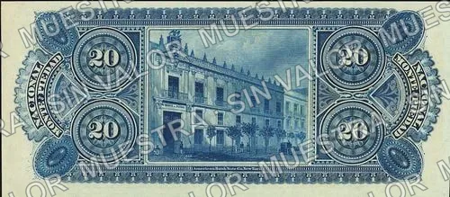 20 pesos, Nacional Monte de Piedad remainder (M693), reverso
