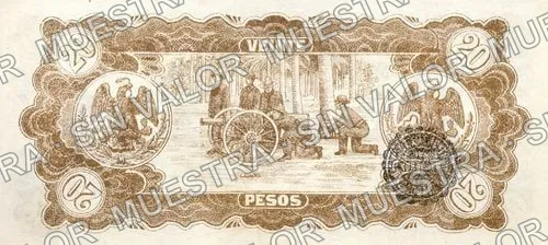 20 pesos, Pagaduría Gral. del Cuerpo de Ejército del Noroeste (M2271), M2271a $20 Pagaduría Gral. del Cuerpo de Ejército del Noroeste, reverso
