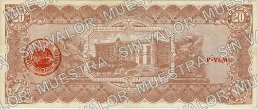 20 pesos, Unlisted $20 Estado de Chihuahua (M926), anverso