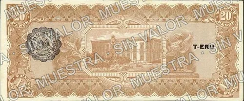 20 pesos, Unlisted $20 Estado de Chihuahua (M926), reverso (M926e $20 Estado de Chihuahua)