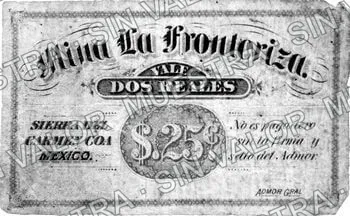 25 centavos, 2r/25c Mina La Fronteriza (M682), anverso