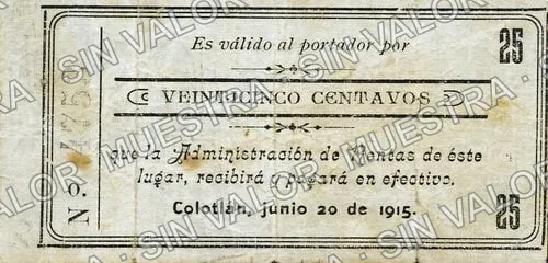 25 centavos, Administración de Rentas (M2306), anverso