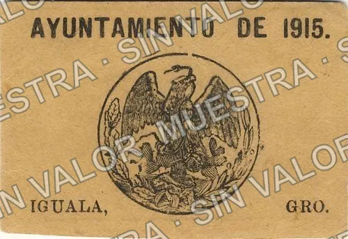 25 centavos, Ayuntamiento de 1915, Iguala (M1948), reverso