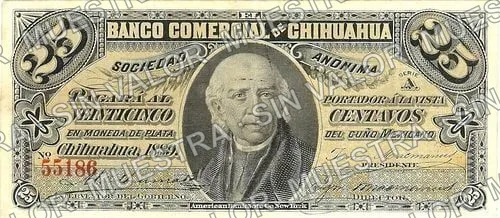 25 centavos, Banco Comercial de Chihuahua (M80), M80a 25c Banco Comercial de Chihuahua, anverso