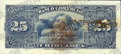 25 centavos, Banco Comercial de Chihuahua (M80), M80a 25c Banco Comercial de Chihuahua, reverso