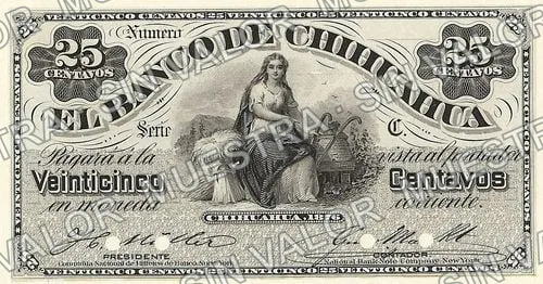 25 centavos, Banco de Chihuahua (M69), anverso